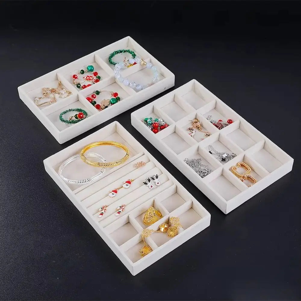 Stackable Velvet Jewelry Organizer Tray | Rings, Earrings & More