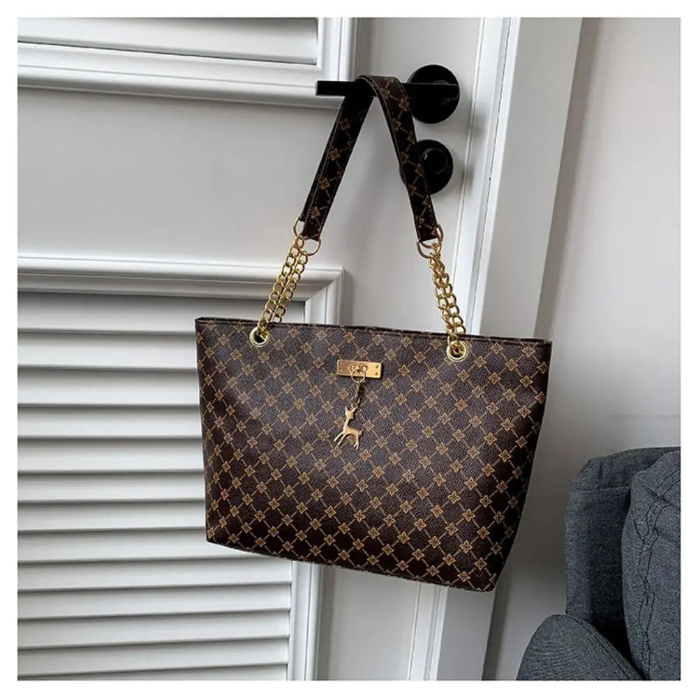 Women's PU Leather Tote Bag – Large Capacity Printed Shoulder Bag