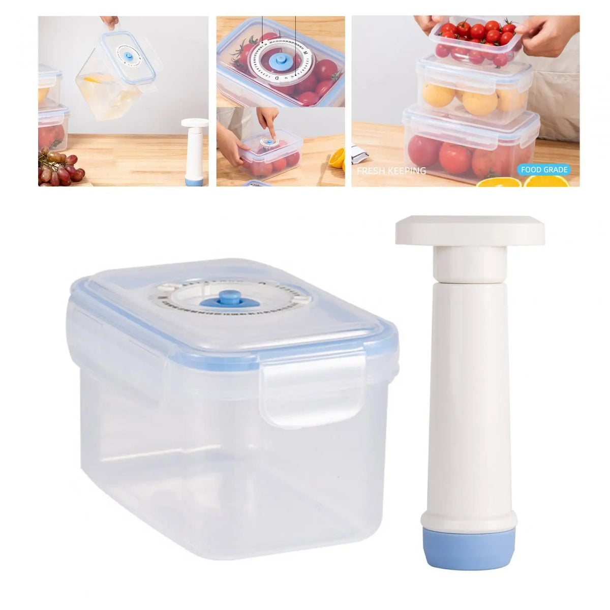 Vacuum Sealed Food Storage Container with Air Pump – 4 Sizes
