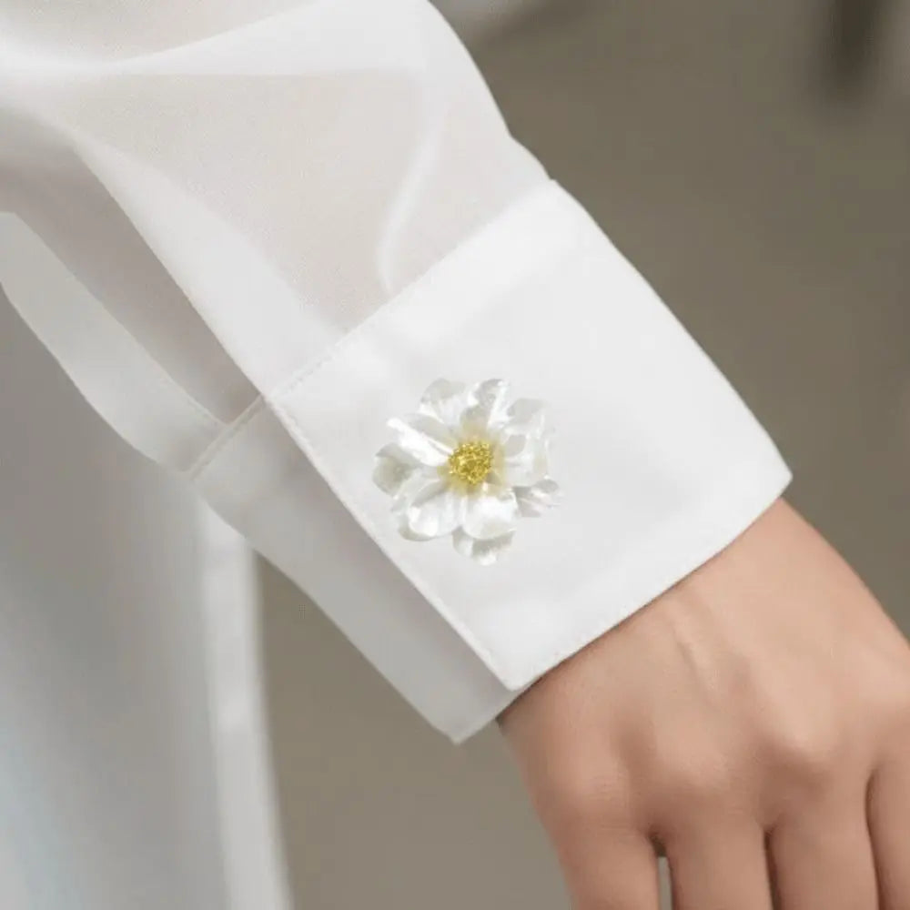 Pearlescent Gardenia Flower Button Covers – DIY Cuff Clips
