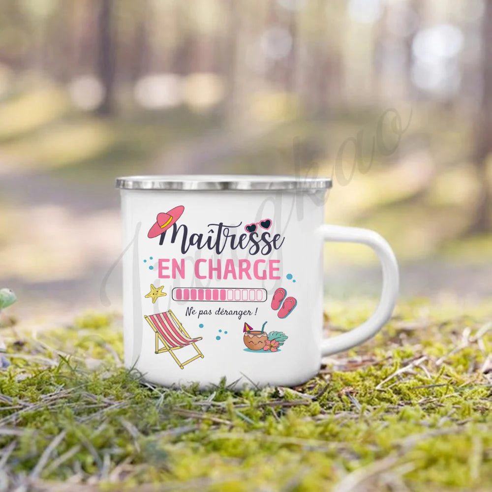 Vacation Print Enamel Coffee Mug | Teacher's Day Gift