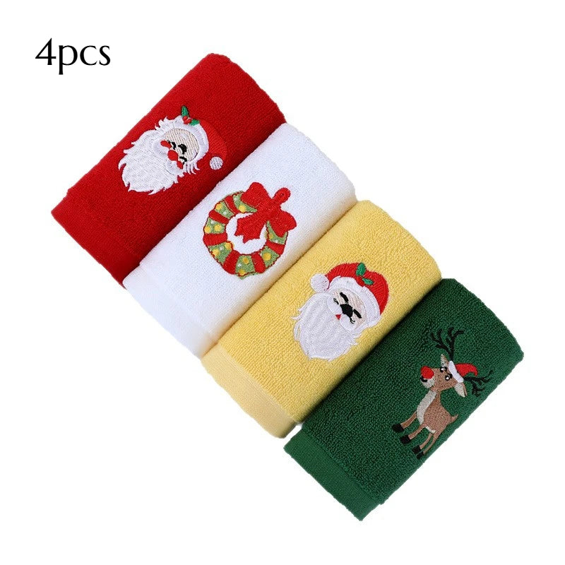 Vintage Christmas Cotton Towels – Santa & Reindeer Design