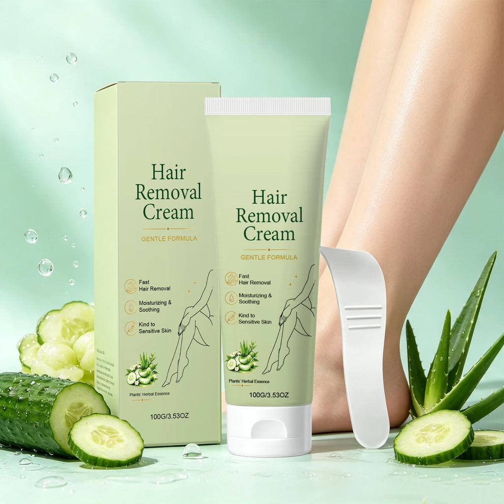 Herbal Depilatory Cream – Legs, Arms & Underarms + Scraper