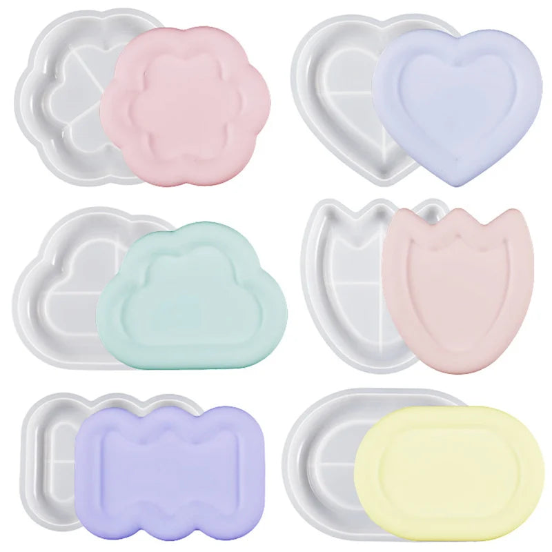 Silicone Mold DIY Resin Plaster Candle Tray – Flower Heart Shape