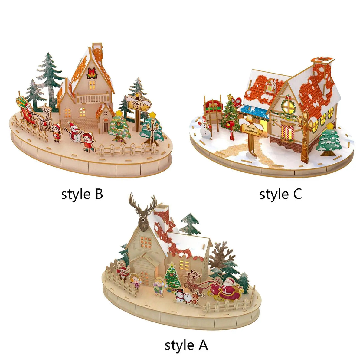 Wooden Christmas Cottage with LED Lights – DIY Holiday Decor