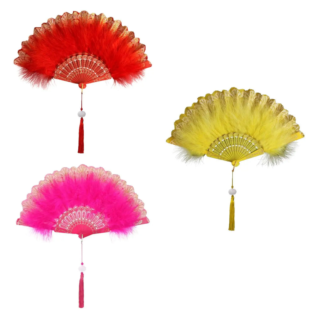Elegant Folding Feather Fan – Vintage Handheld Fan for Women