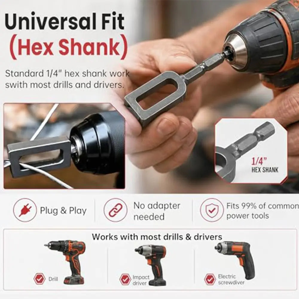 Heavy Duty Wire Twisting Tool – 1/4" Hex Shank Drill Knotter