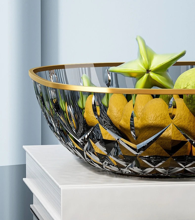 Square Transparent Serving Tray with Gold Edge – Snack & Fruit Plate