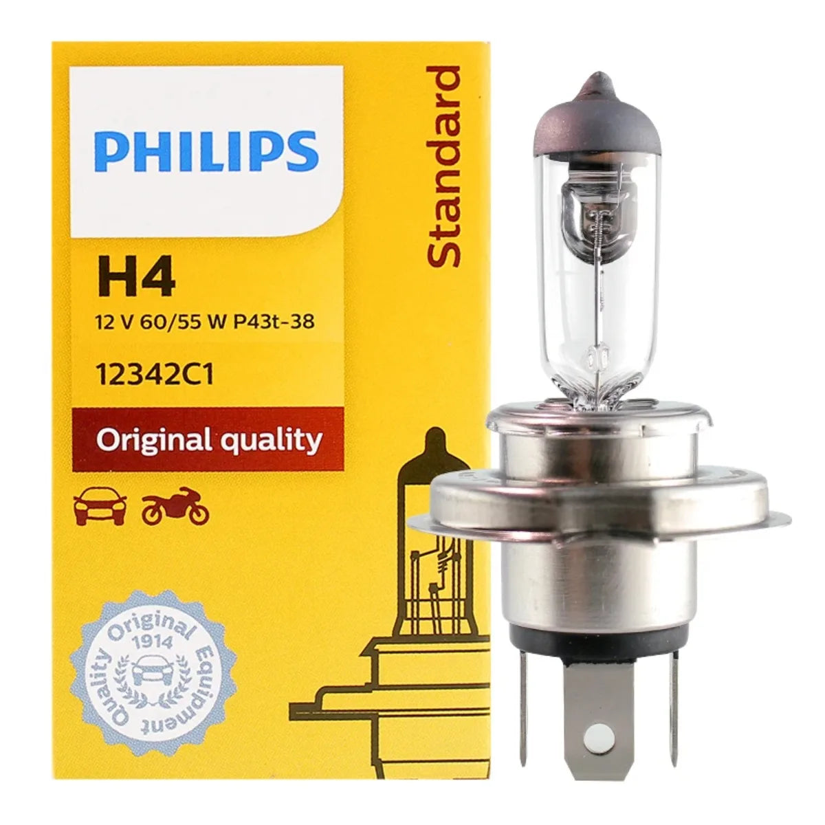 Philips Vision H4 12V 60/55W Halogen Headlight Bulb 3200K