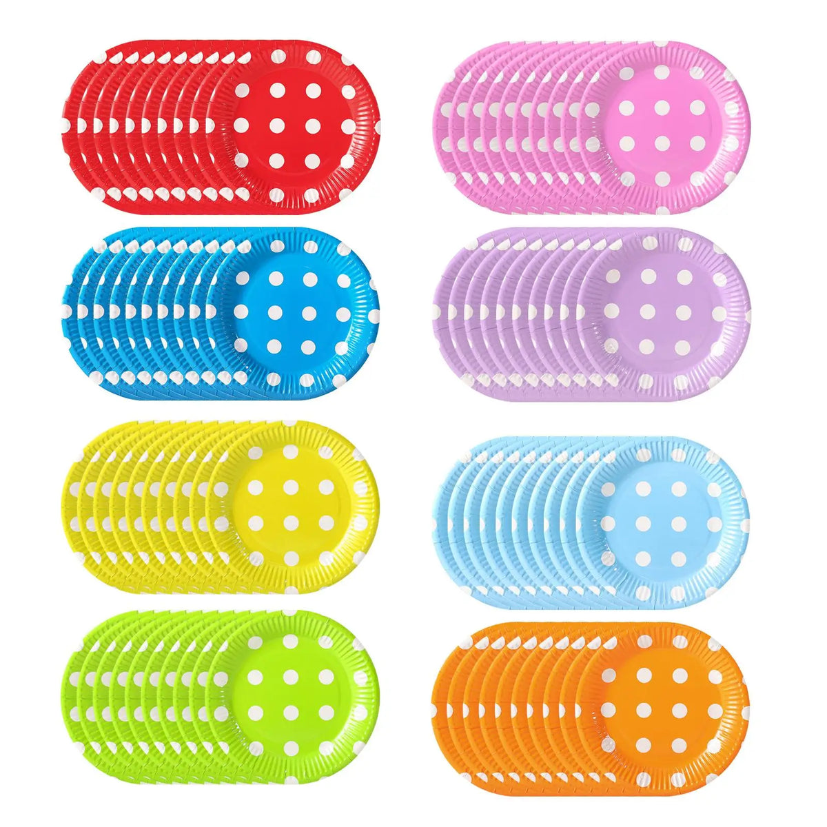 Kesoto 80-Pack 7" Disposable Paper Plates – 8 Solid Colors