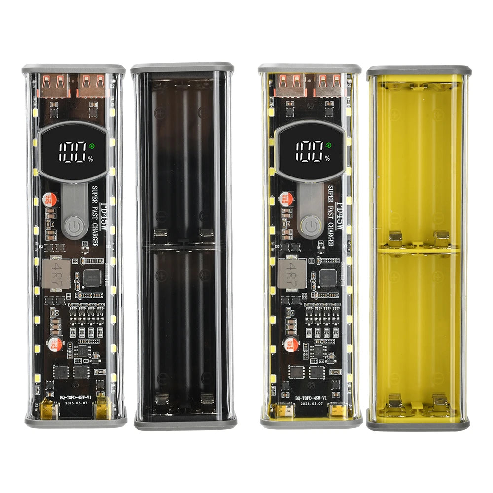 8×18650 DIY Power Bank Case | PD 65W Fast Charging Kit