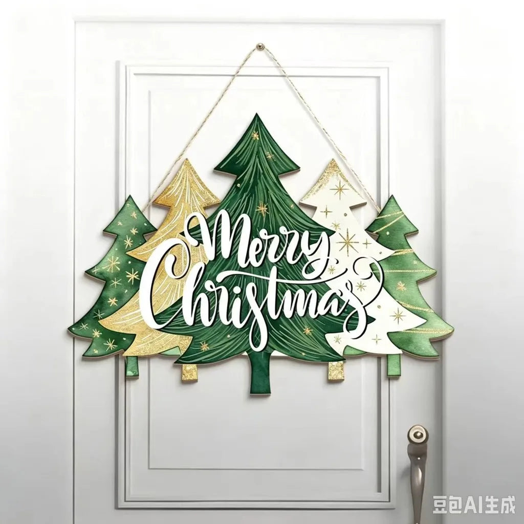 Wooden Christmas Tree Hanging Ornament | Holiday Wall Décor
