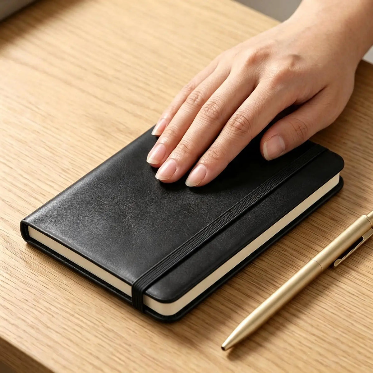Mini A7 Pocket Notebook – PU Leather Diary with Pen Holder