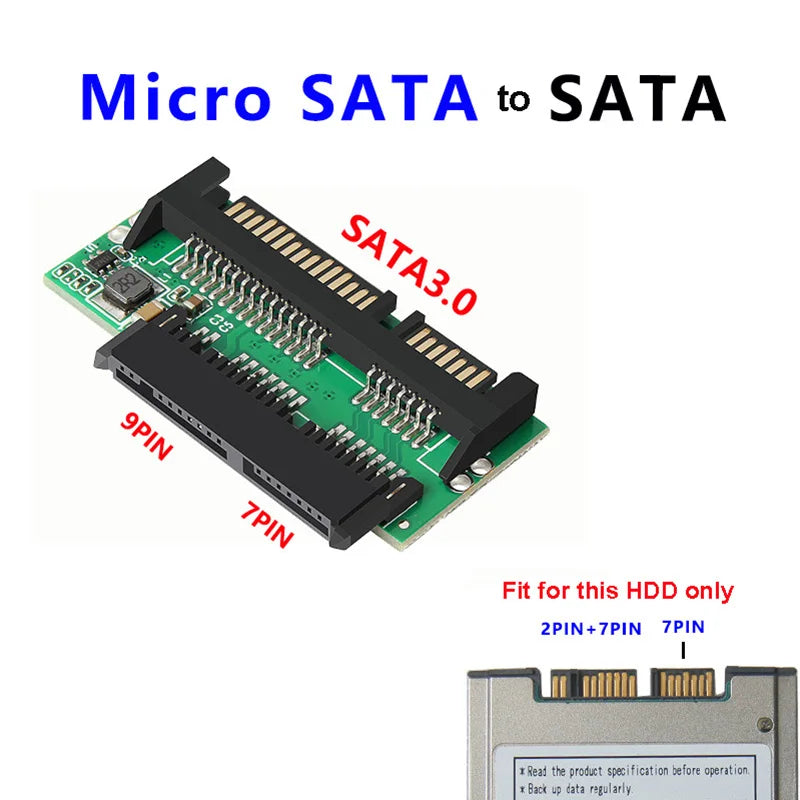 Micro SATA 16-Pin to SATA 22-Pin SSD Converter Adapter Card
