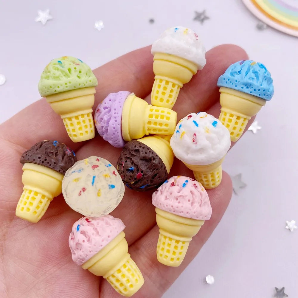 Resin 3D Cheese Cone Flatback Cabochons 10pcs – DIY Crafts