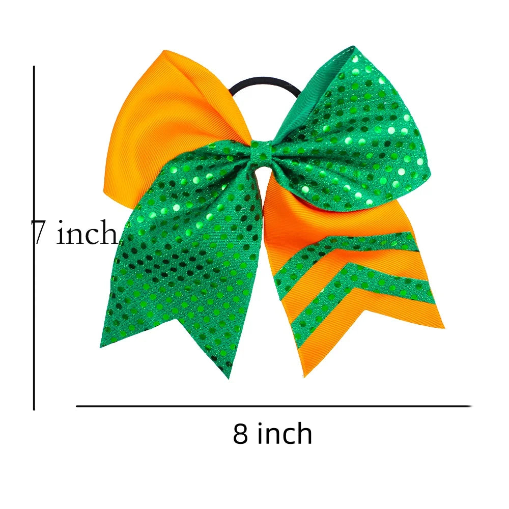 20-Pack 8" Glitter Cheer Bow Ponytail Hairbands | Handmade