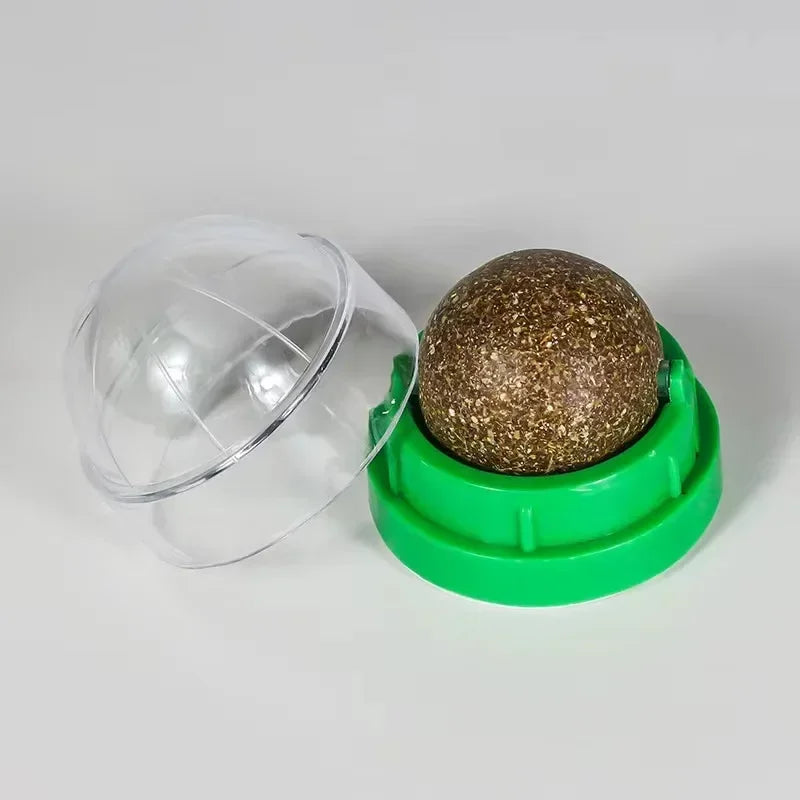 Catnip Wall Sticky Ball Toy – Natural Cat Grass Grooming Snack