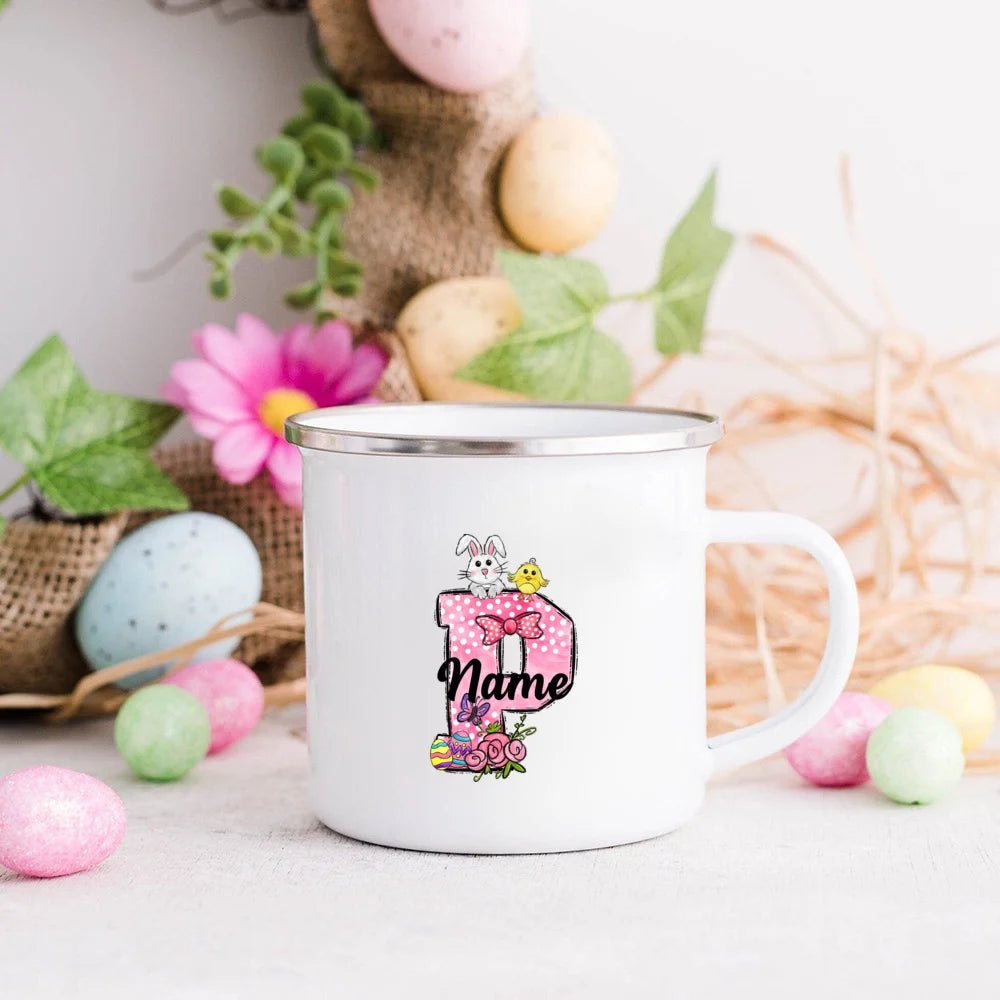 Personalized Easter Bunny Enamel Mug for Kids – Name Gift