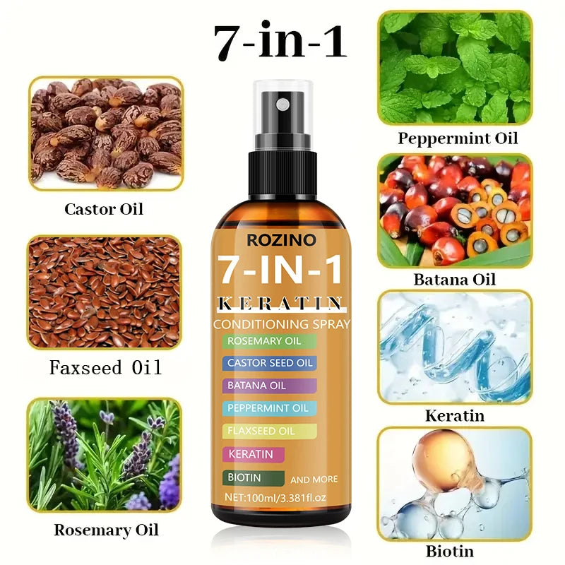 ROZINO 7-in-1 Keratin Hair Oil Spray – Leave-In 100ml