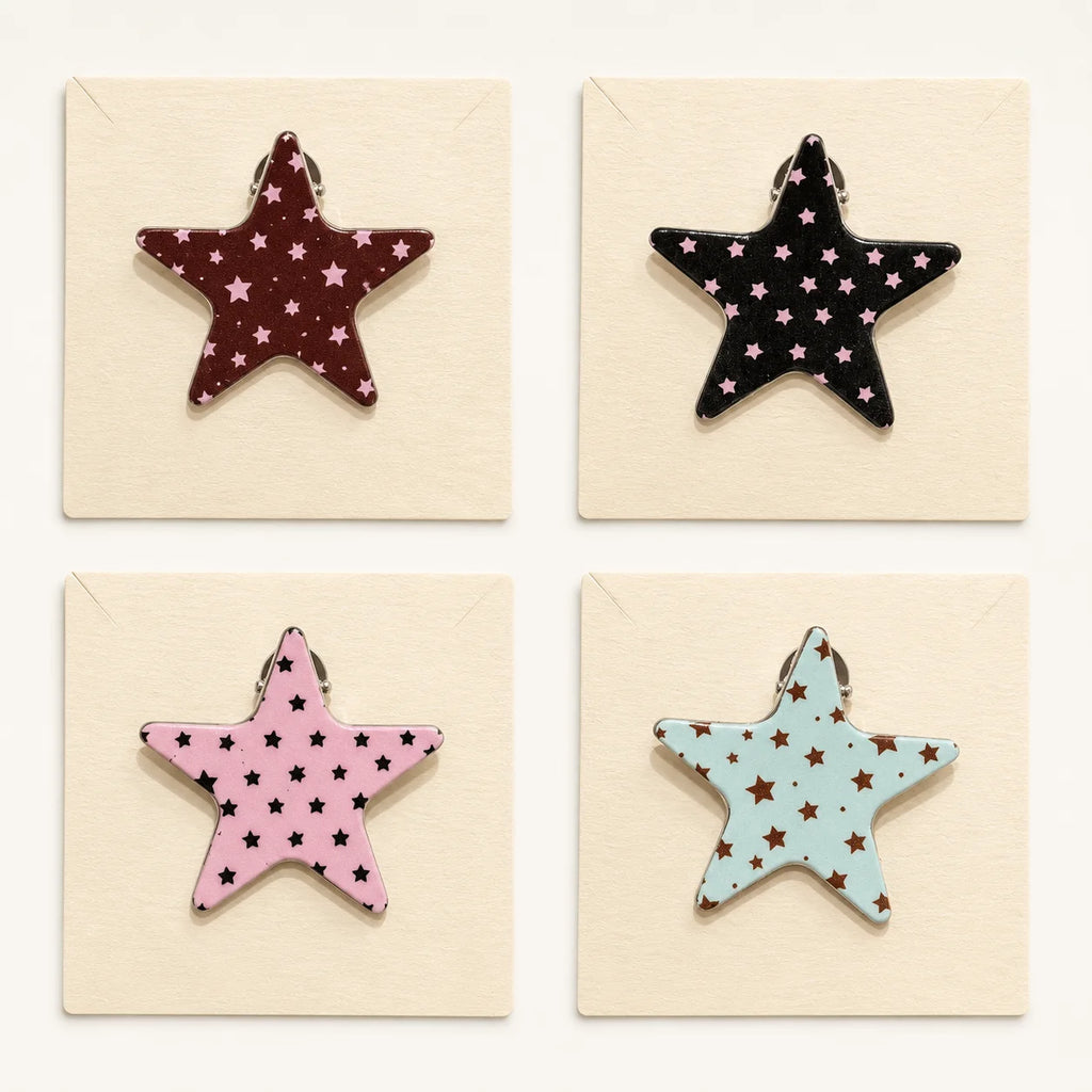4-Pack Star Print Acrylic Hair Clips – Women's Barrettes Set
