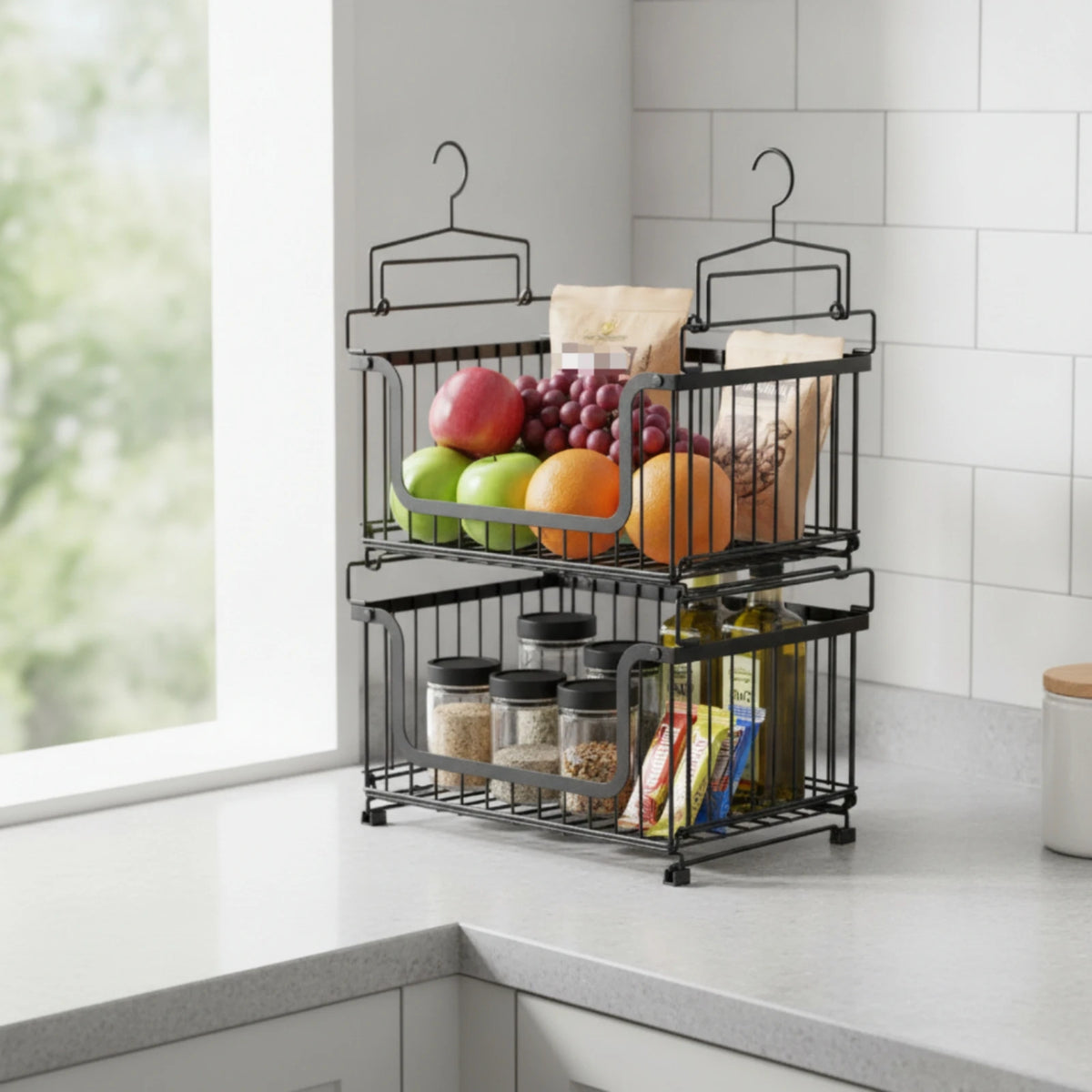 Under Shelf Basket – Stackable Wire Hanging Kitchen Organizer