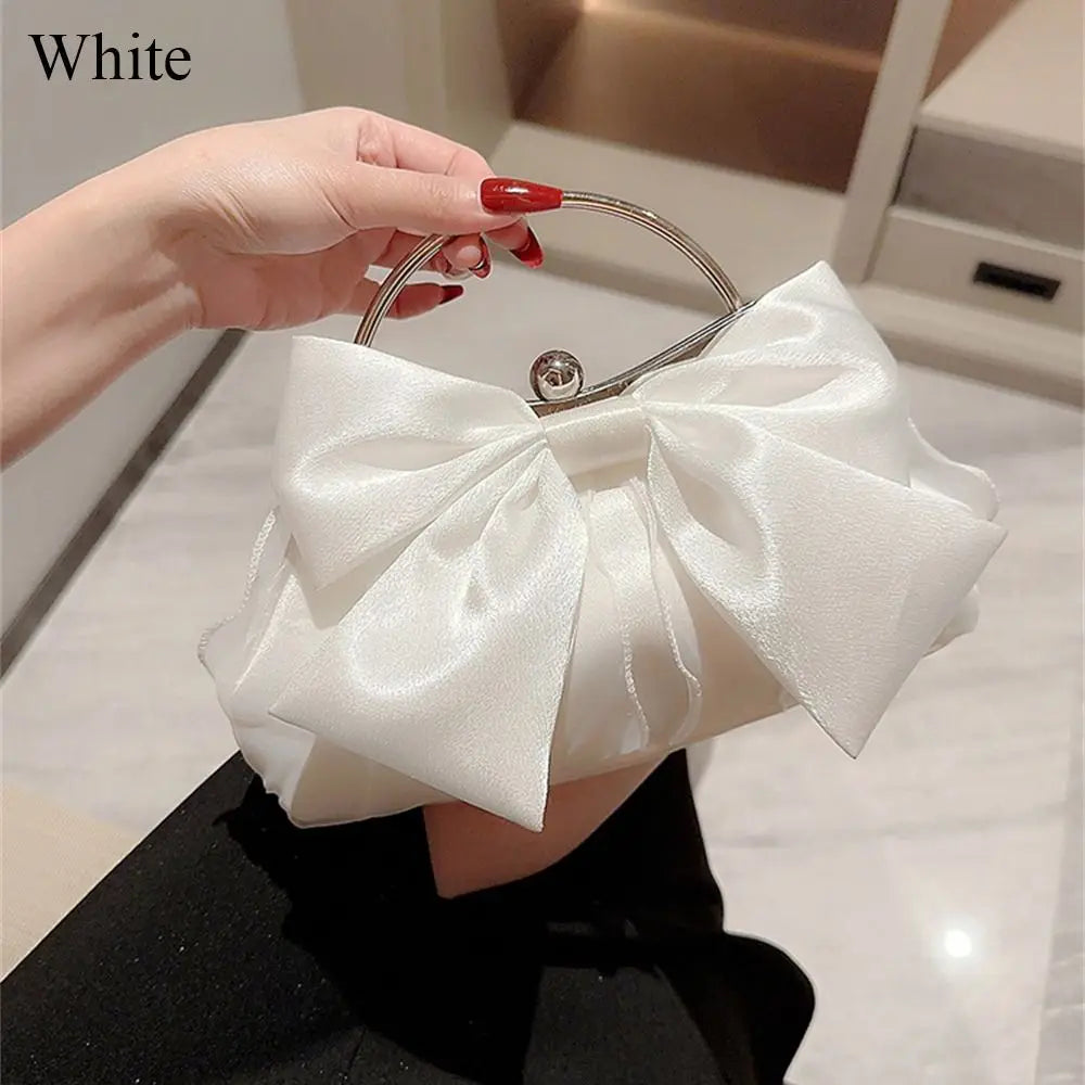 Gold Silk Bowknot Evening Clutch Bag | Wedding Banquet Purse