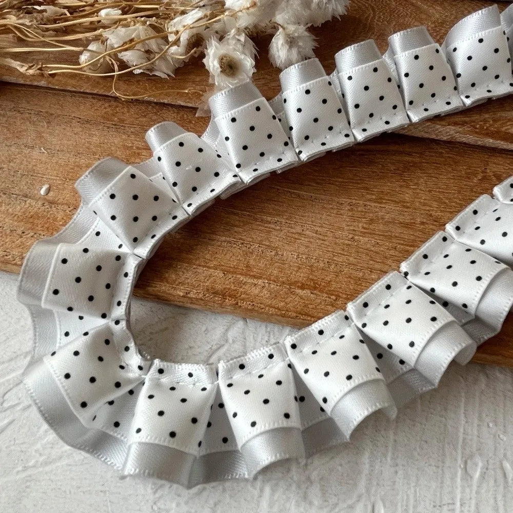 2M Pleated Ruffle Ribbon Trim – Double Layer Lace for DIY