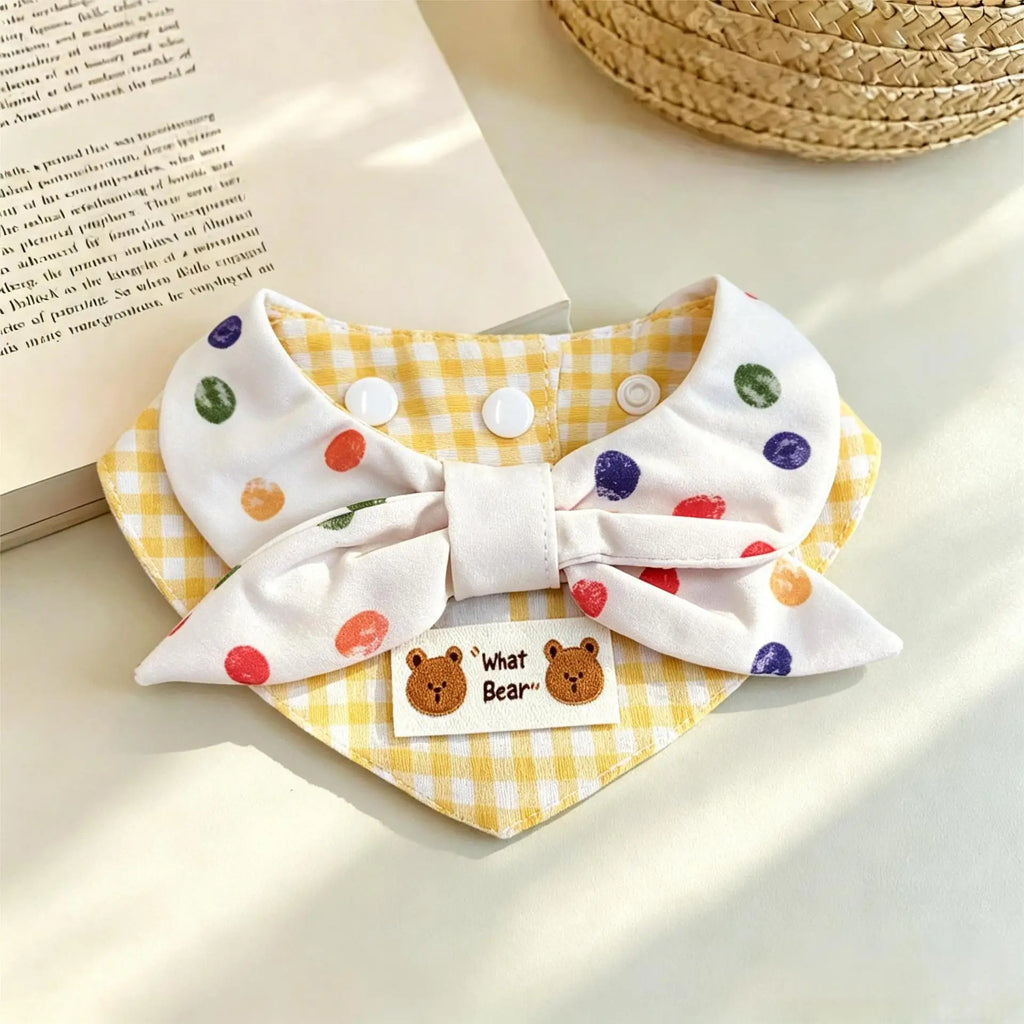 Cute Teddy Bear Pet Collar Scarf for Cats & Dogs