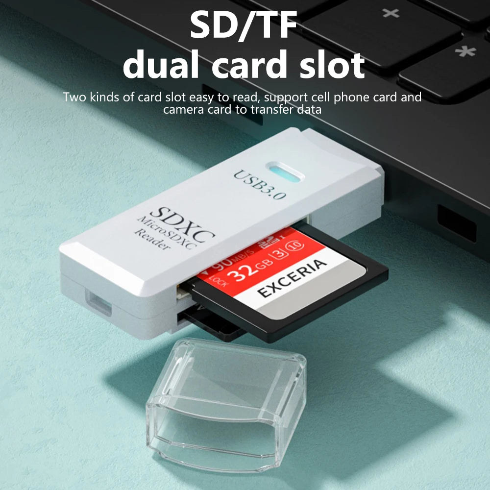 USB 3.0 2-in-1 SD & TF Card Reader Adapter for PC Laptop