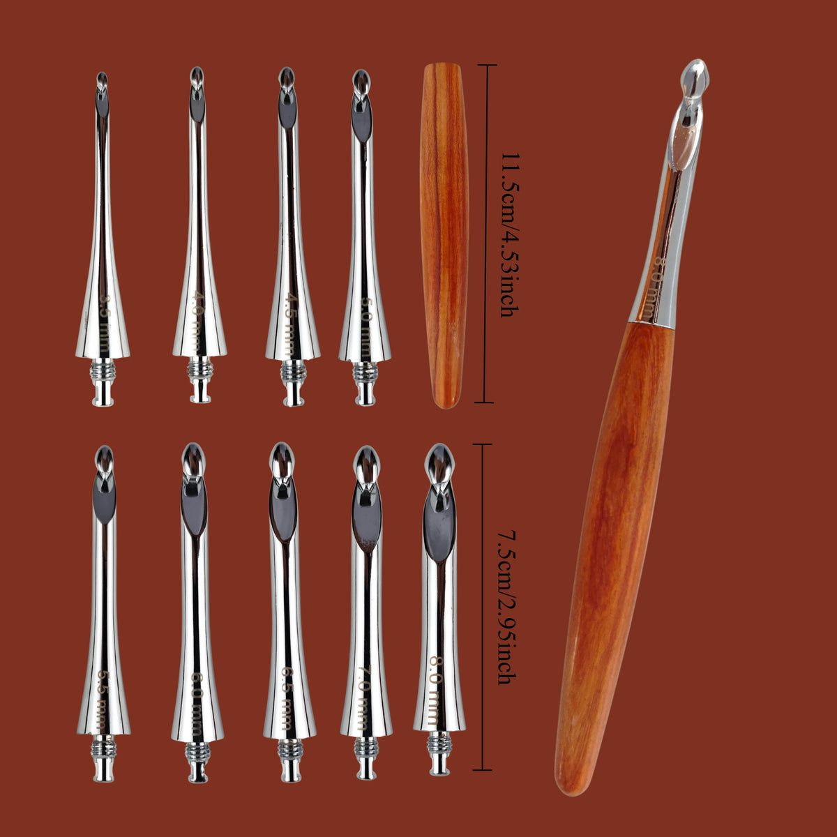 Interchangeable Aluminum Crochet Hook Set 3.5mm–8.0mm Ergonomic