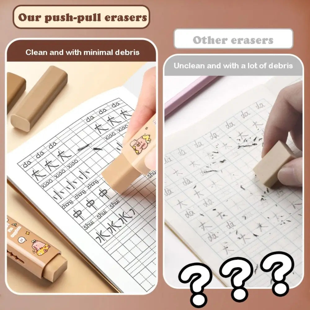 Cute Capybara Push-Pull Eraser with 2 Replaceable Cores