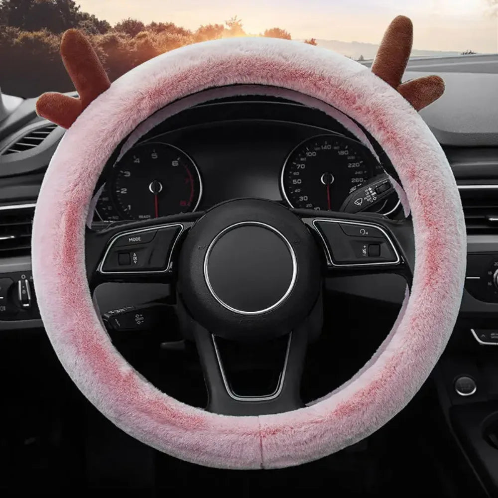 Fluffy Plush Steering Wheel Cover – Universal Winter Car Protector