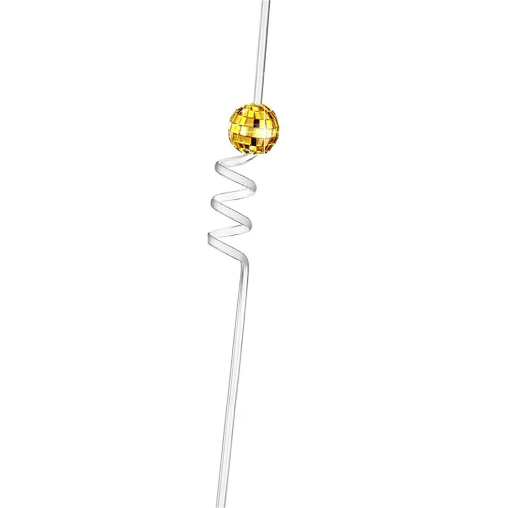 Mini Mirror Disco Ball Straw – Silver Party Decoration