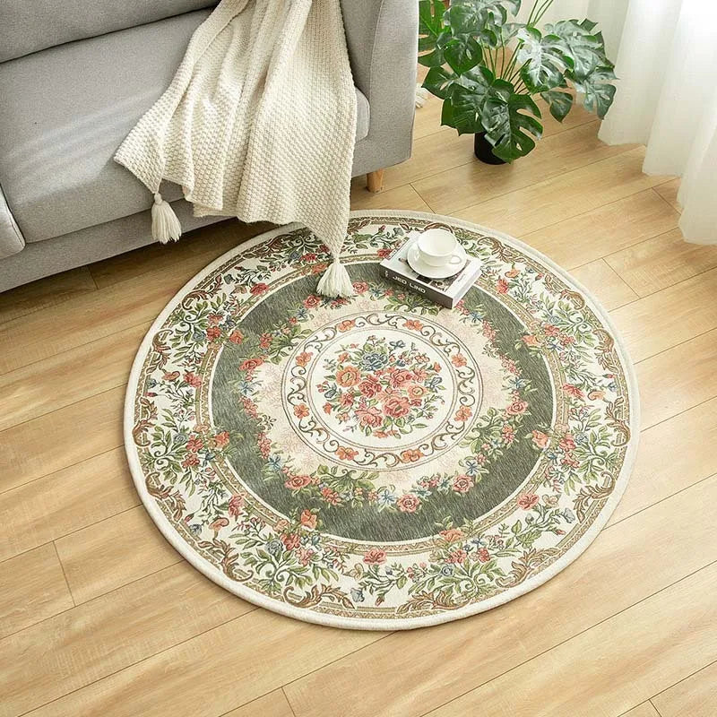 Vintage Persian Round Area Rug | Bohemian Ethnic Bedroom Decor