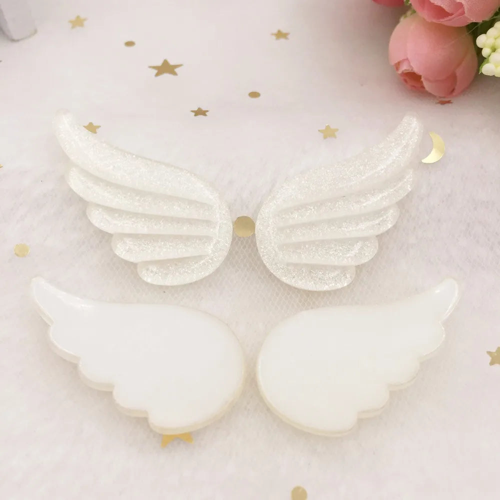 Glitter Wings Flat Back Resin Cabochons | DIY Craft Embellishments