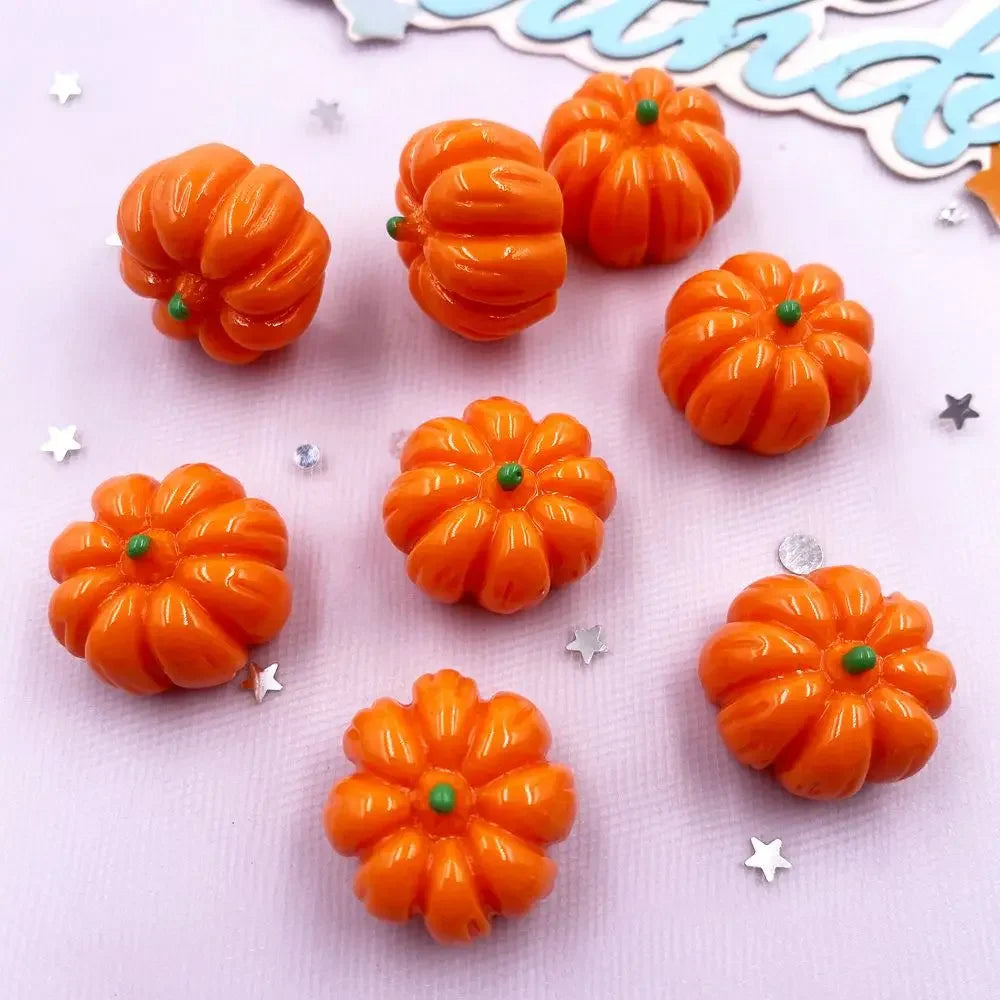 10PCS Resin 3D Pumpkin Flatback Figurines – Halloween DIY Crafts