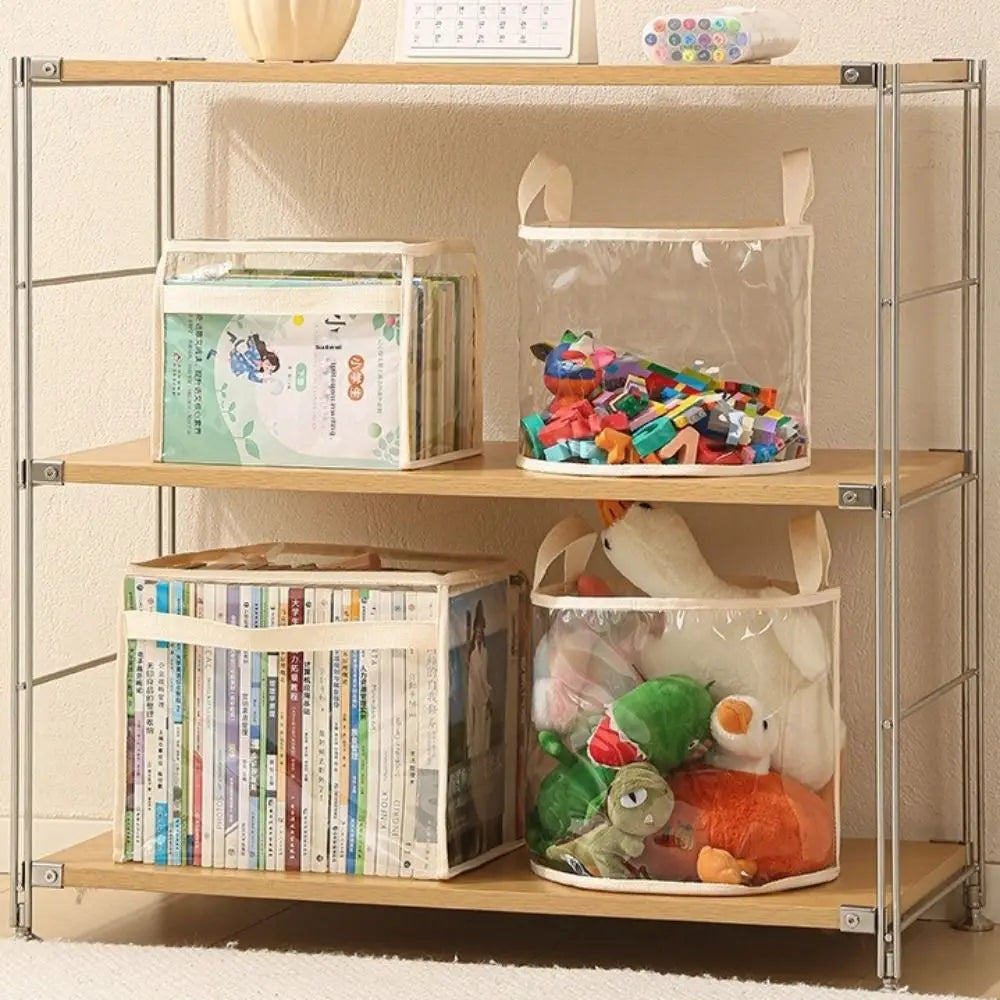 Transparent PVC Toy Storage Basket with Handle | Large Capacity