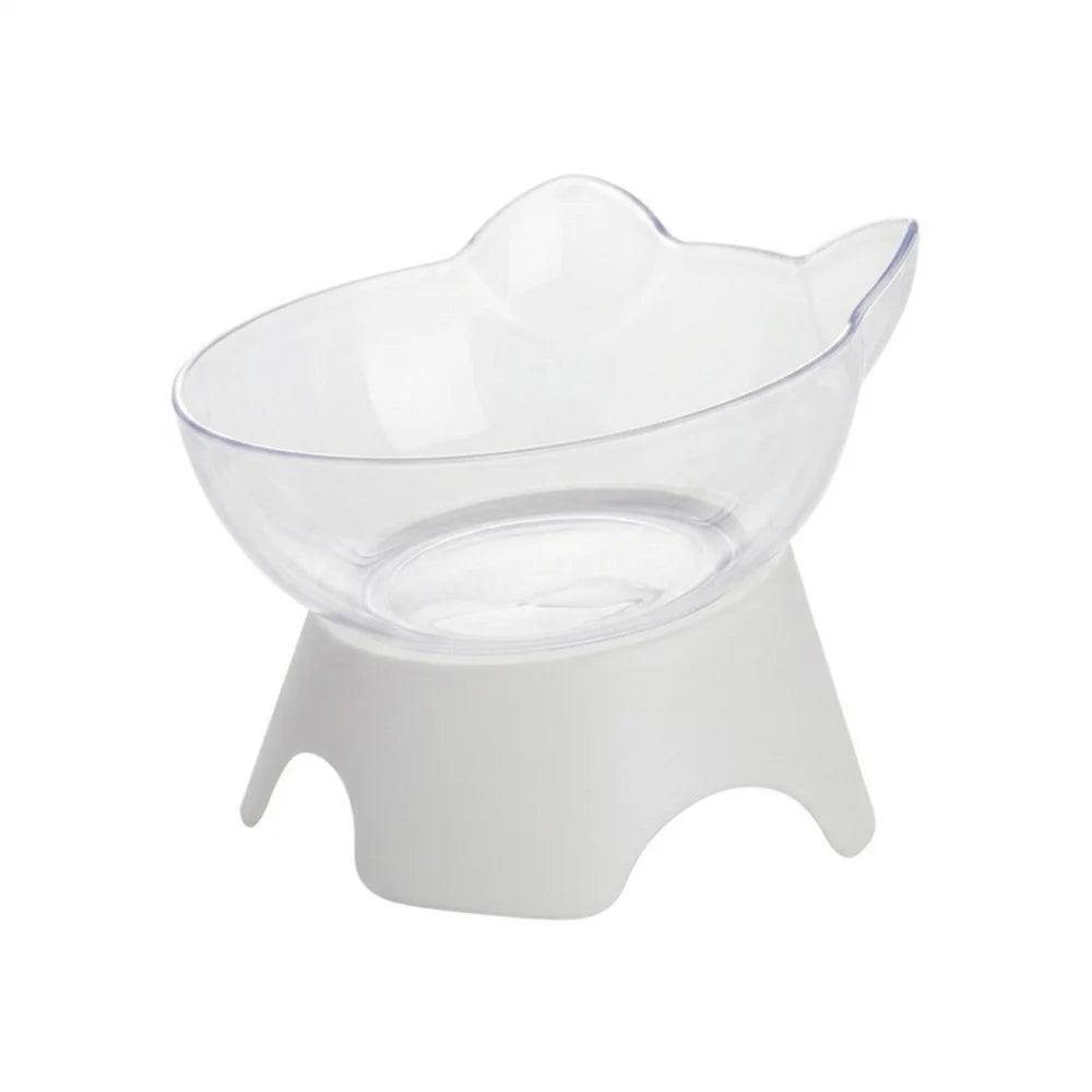 Tilted Raised Cat Bowl | Transparent Polymer Pet Food Bowl