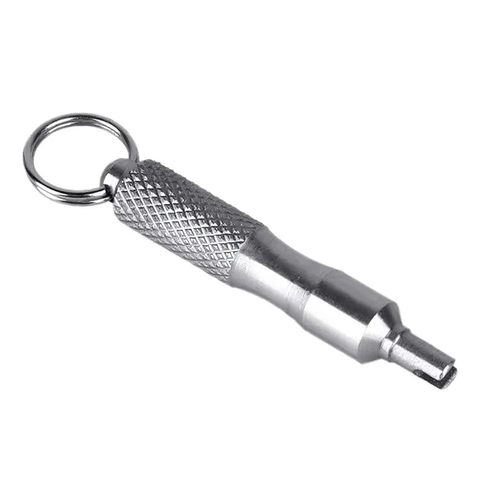 Stainless Steel Tire Valve Core Remover Tool & Key Ring