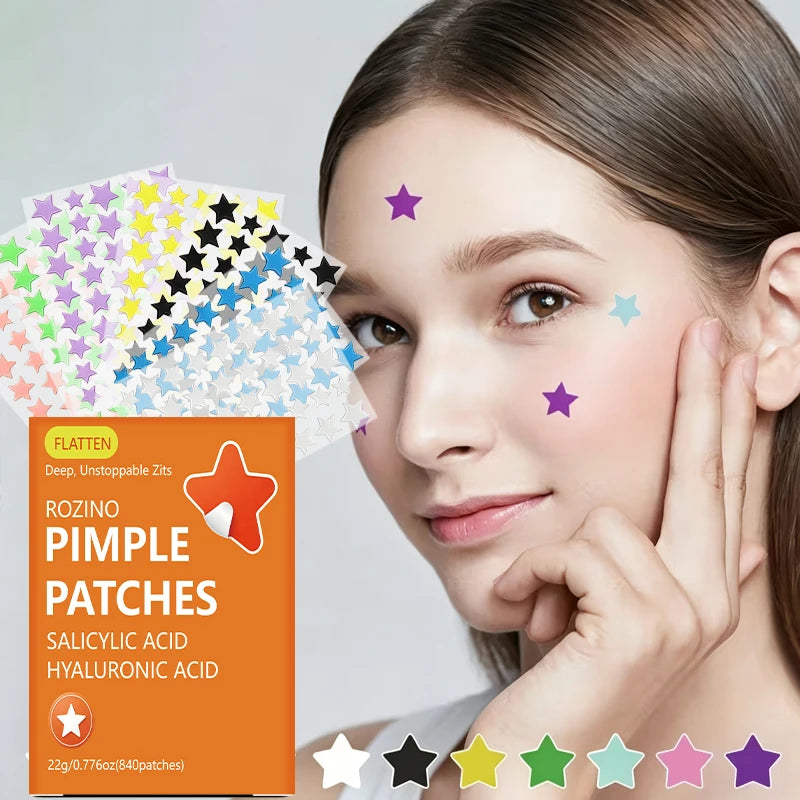 ROZINO 840-Pc Star Hydrocolloid Acne Patches – Colorful Face Stickers
