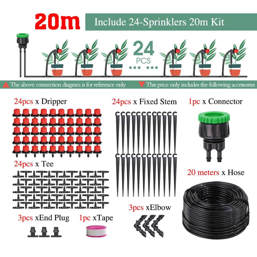 1/4" Drip Irrigation Kit – Auto Garden Watering System 5–50m