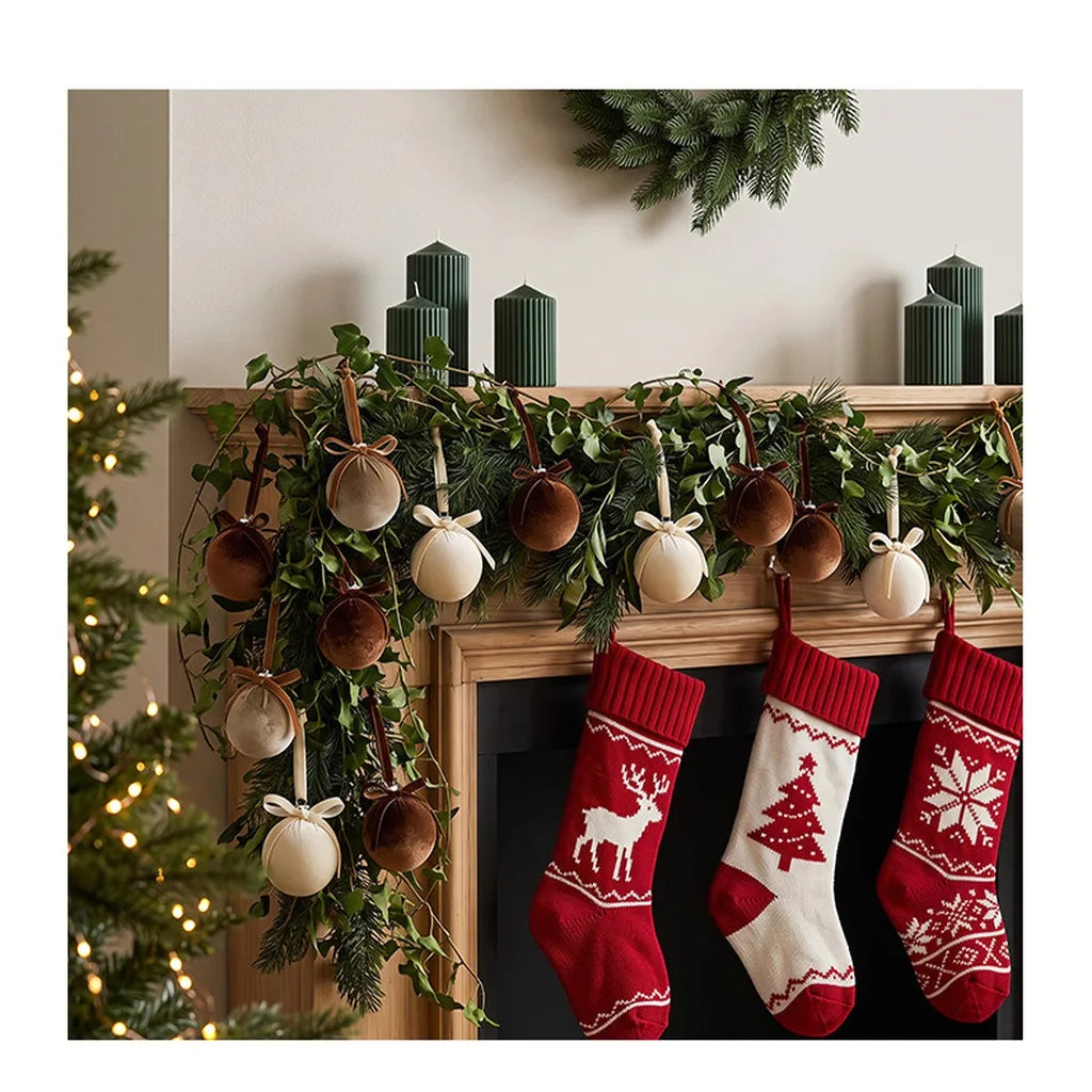 15-Pc Velvet Christmas Ball Ornaments Set with Bowknot
