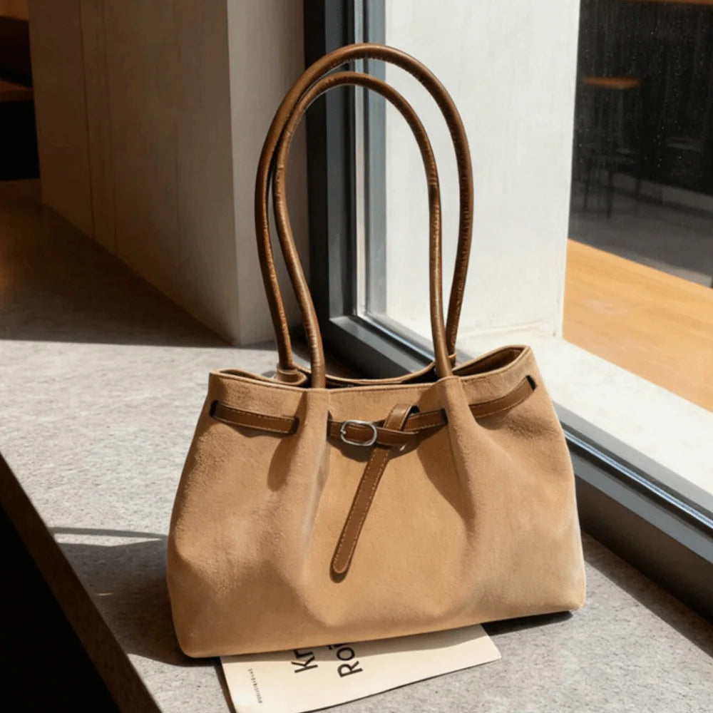 Elegant Suede Shoulder Bag – Large Tote | 4 Colors