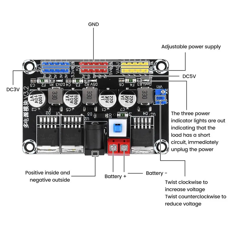 LM2596 Step-Down Power Supply Module 7-25V to 3.3V/5V