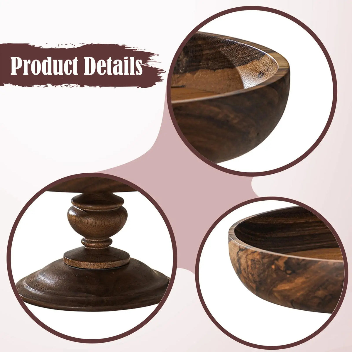 Wooden Fruit Bowl Decorative Tray – Food & Nut Organizer