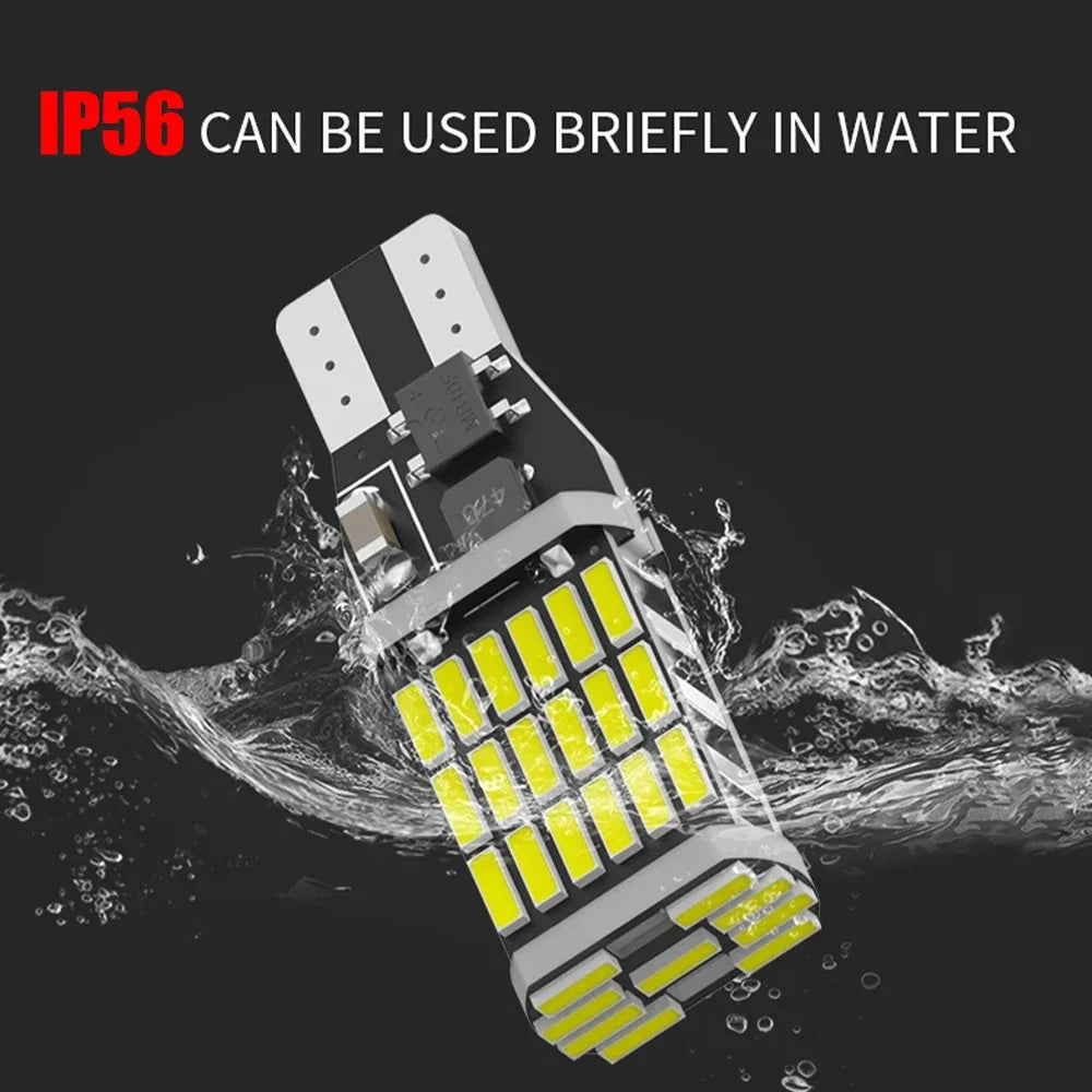 2PCS T15 LED Bulbs W16W 45-SMD 6000K Car Reverse Backup Light