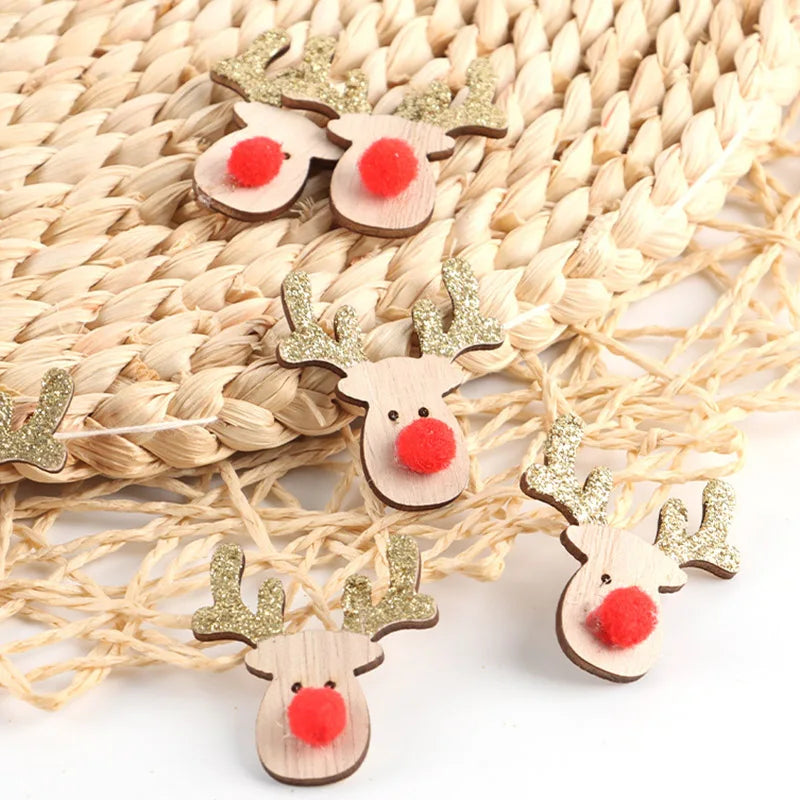 Sparkling Pink Nose Elk Christmas Ornaments – 6-Piece Set