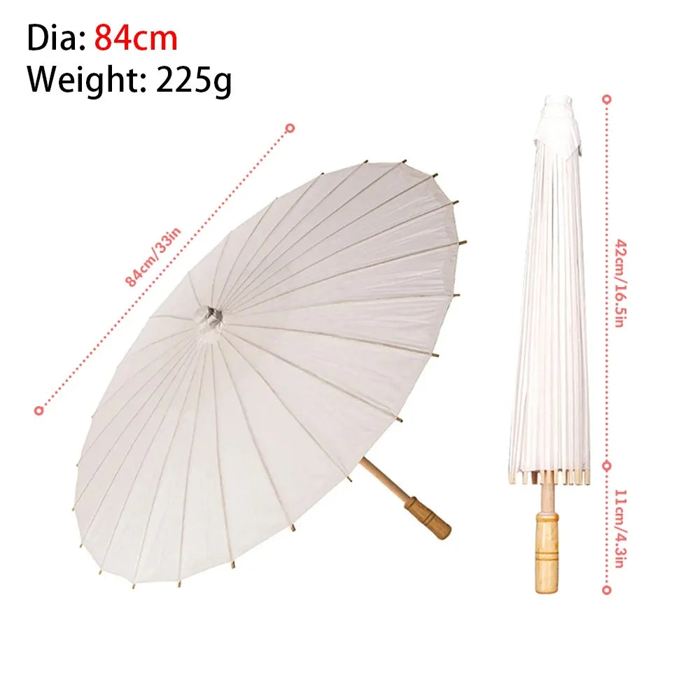 Handmade White Paper Umbrella – Wedding & Photo Prop | 60/84cm
