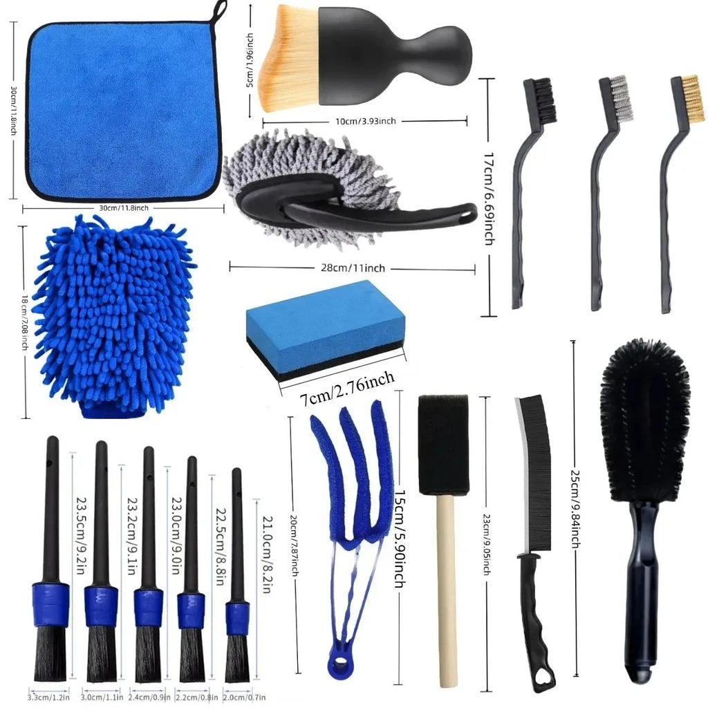 Car Interior Detail Cleaning Brush Set – 16/20 Piece Kit