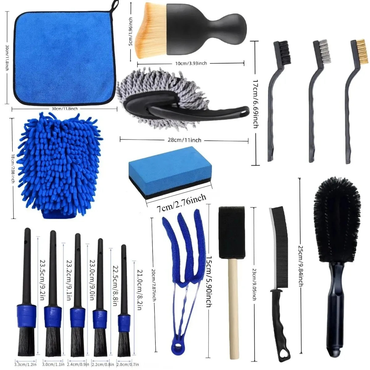 Car Interior Detail Cleaning Brush Set – 16/20 Piece Kit
